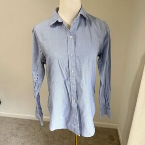 Everlane Striped Button Down Shirt Blue White Classic Fit Size 4 Minimal Preppy